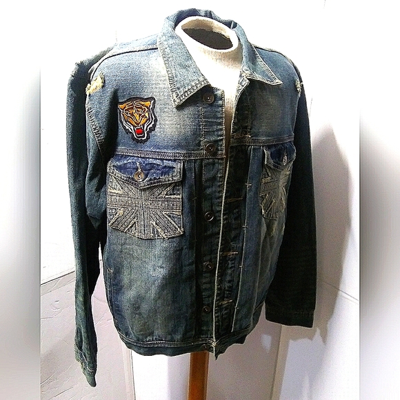 NEW Queen Bee Limited Edt Endangered Species Distressed Denim Jacket! 2XL Unisex - Picture 13 of 14